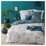 ATMOSPHERA Parure housse de couette coton 57 fils fleurs tropicales JUNGLE. Coloris disponibles : Bicolore