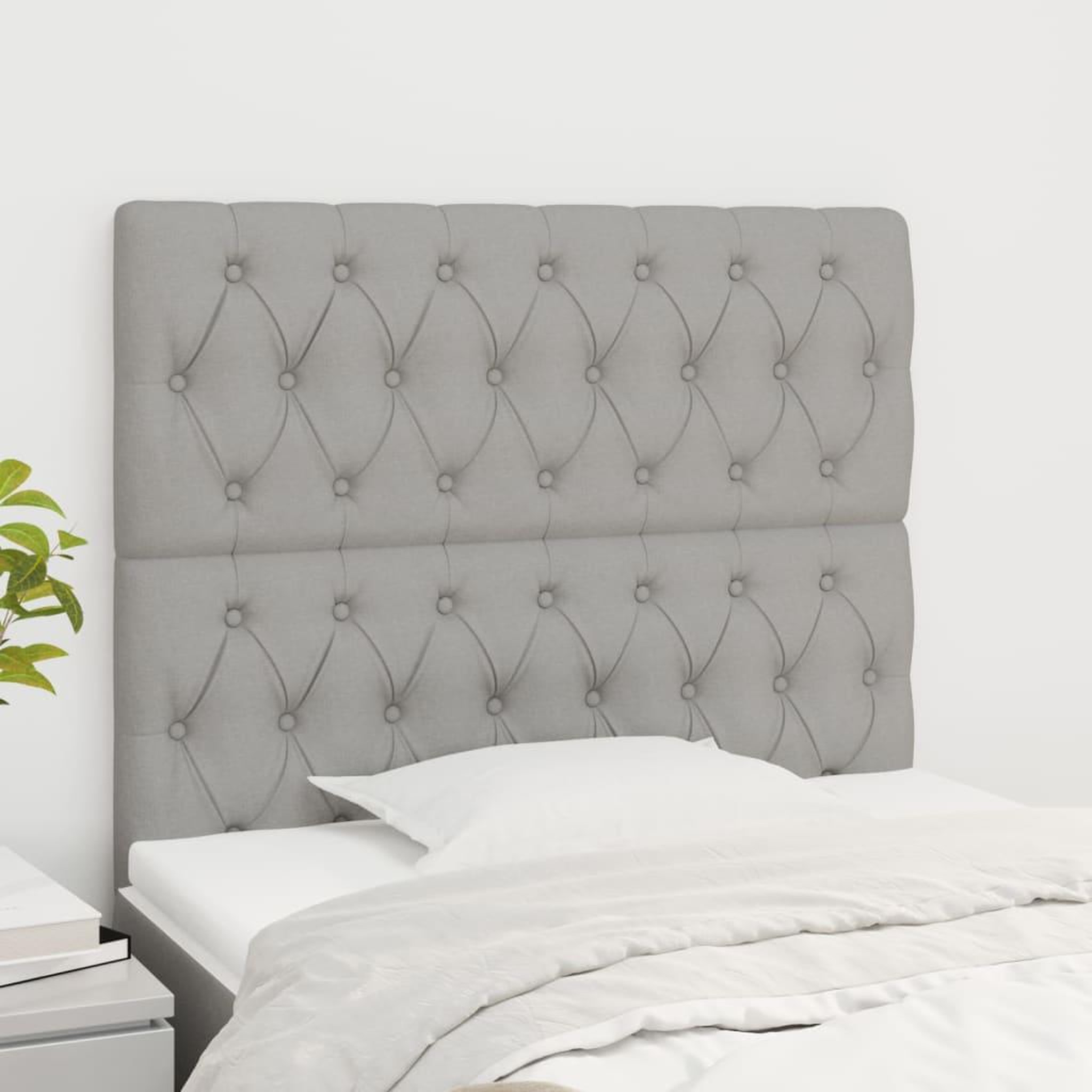 Voir la diapositive 1 : VIDAXL Tetes de lit 2 pcs Gris clair 100x7x78/88 cm Tissu