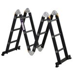 HOMCOM HOMCOM Echelle aluminium pliable multifonction 5 positions 3,7 m 12 échelons certification NF EN131 charge max. 150 Kg noir