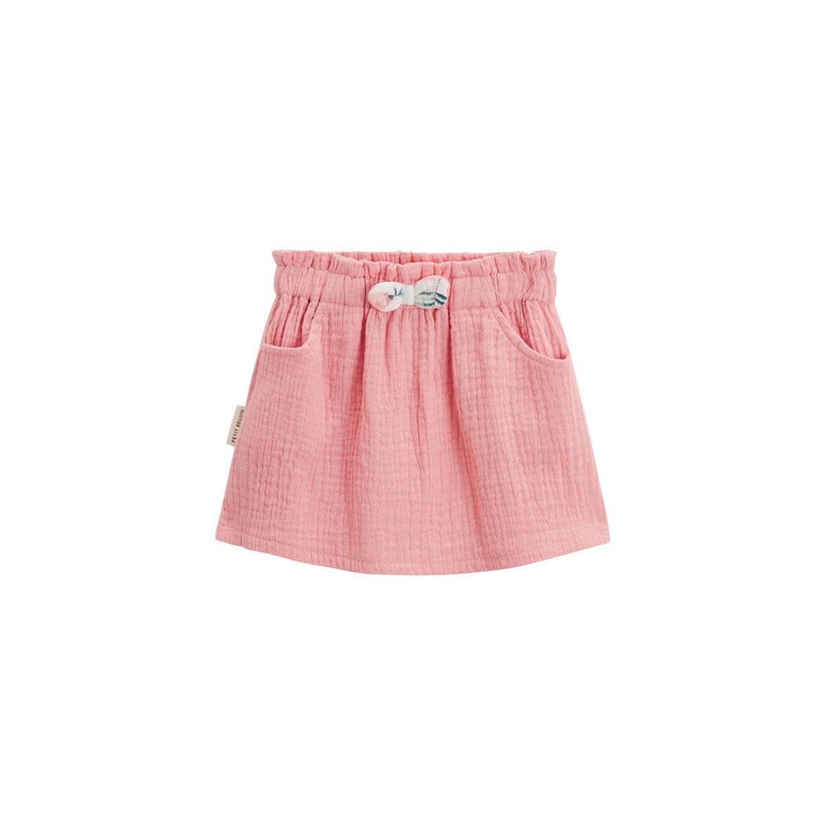 Petit Béguin Jupe enfant rose en gaze de coton Caraïbes