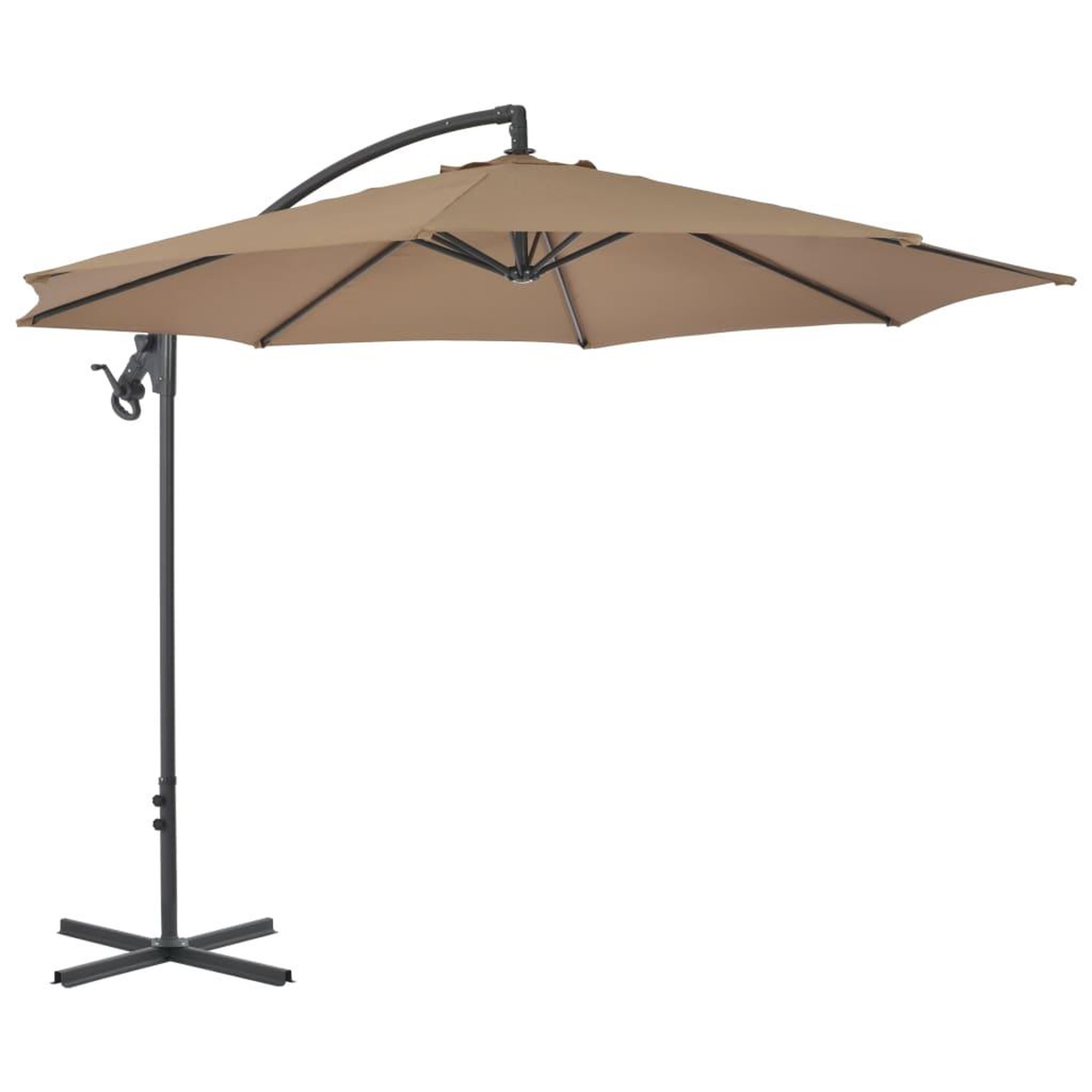 Voir la diapositive 2 : VIDAXL Parasol de jardin en porte-a-feux avec poteau en acier taupe