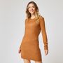 Voir la diapositive 1 : IN EXTENSO Robe en maille ouverture au dos beige camel femme