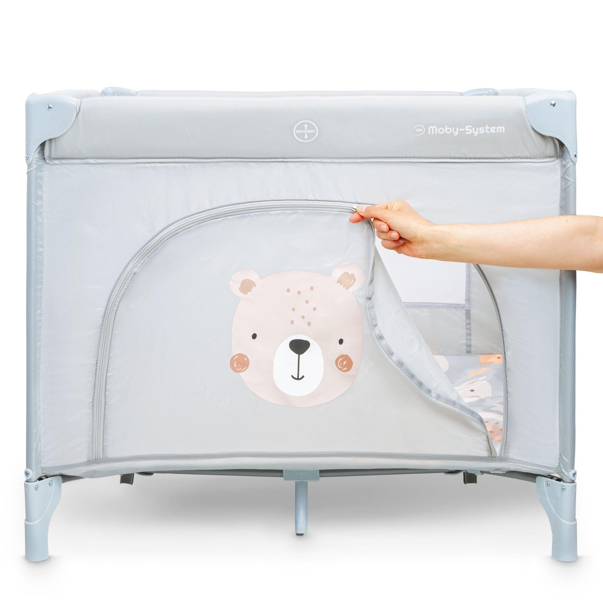 Voir la diapositive 4 : MOBY SYSTEM Parc Bébé Pliable Moby-System Teddy Bear avec Matelas et Sac de Transport, de 0 à 36 Mois