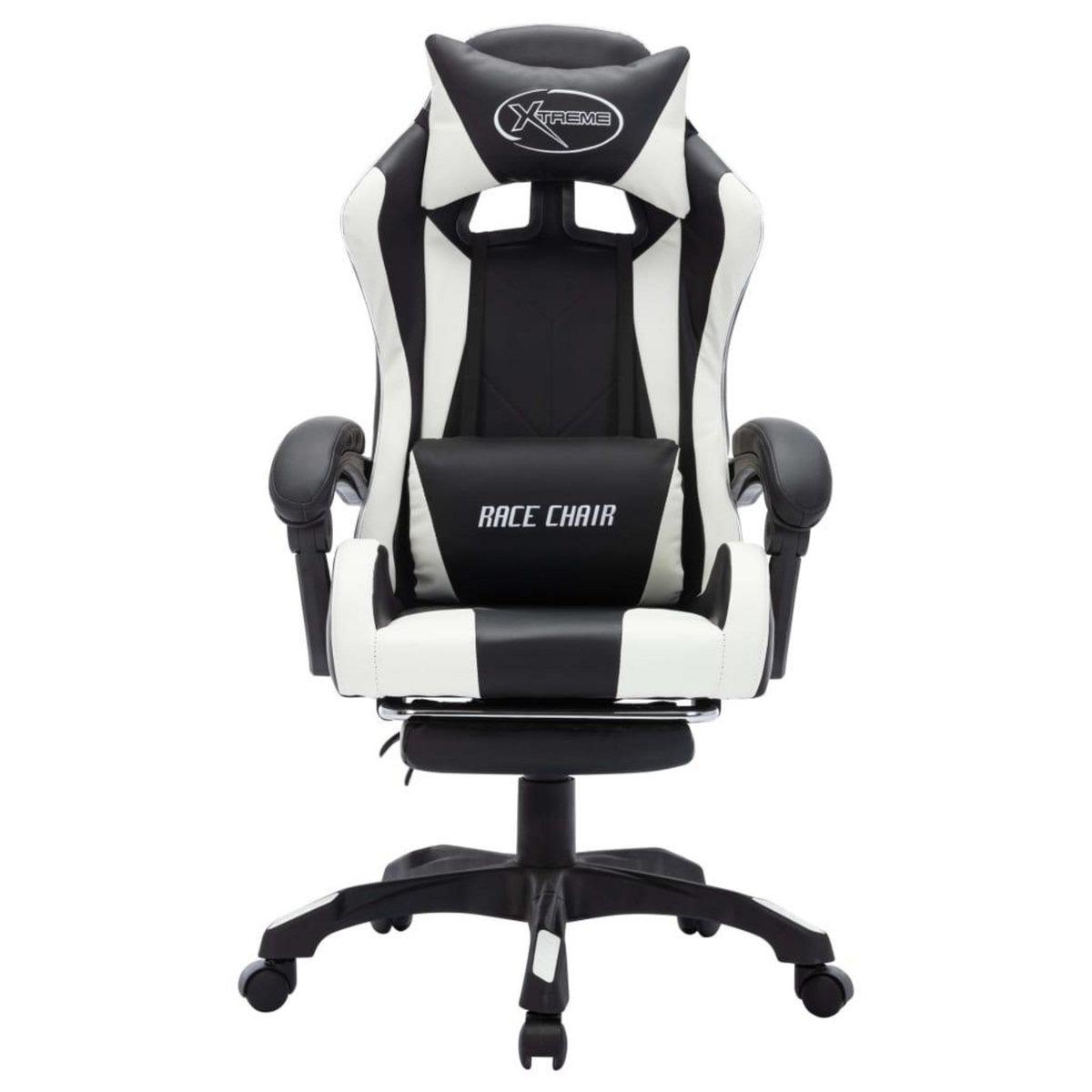 VIDAXL Fauteuil de jeux video avec LED RVB Blanc et noir Similicuir
