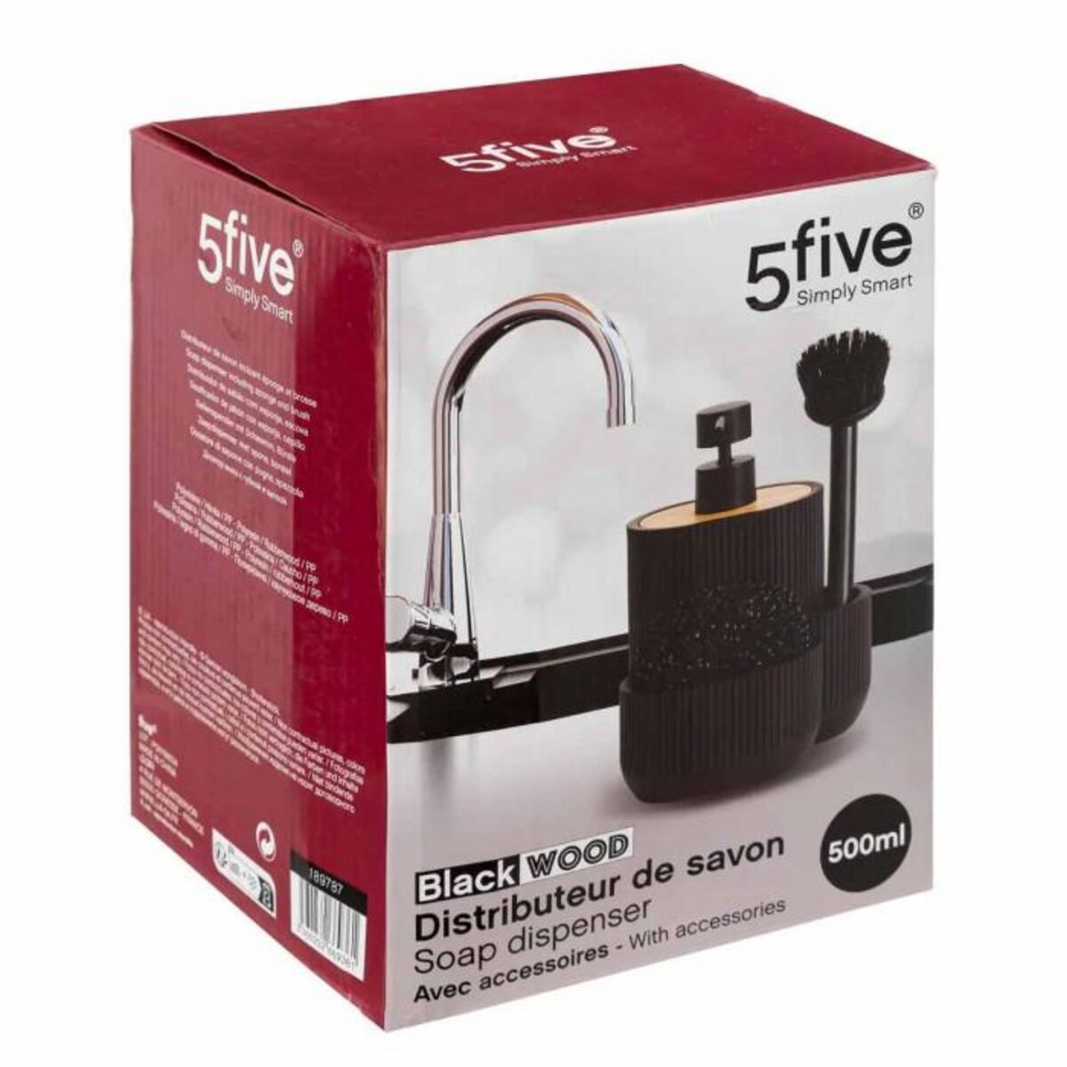 FIVE Distributeur de Savon & 2 Accessoires  Blackwood  18cm Noir