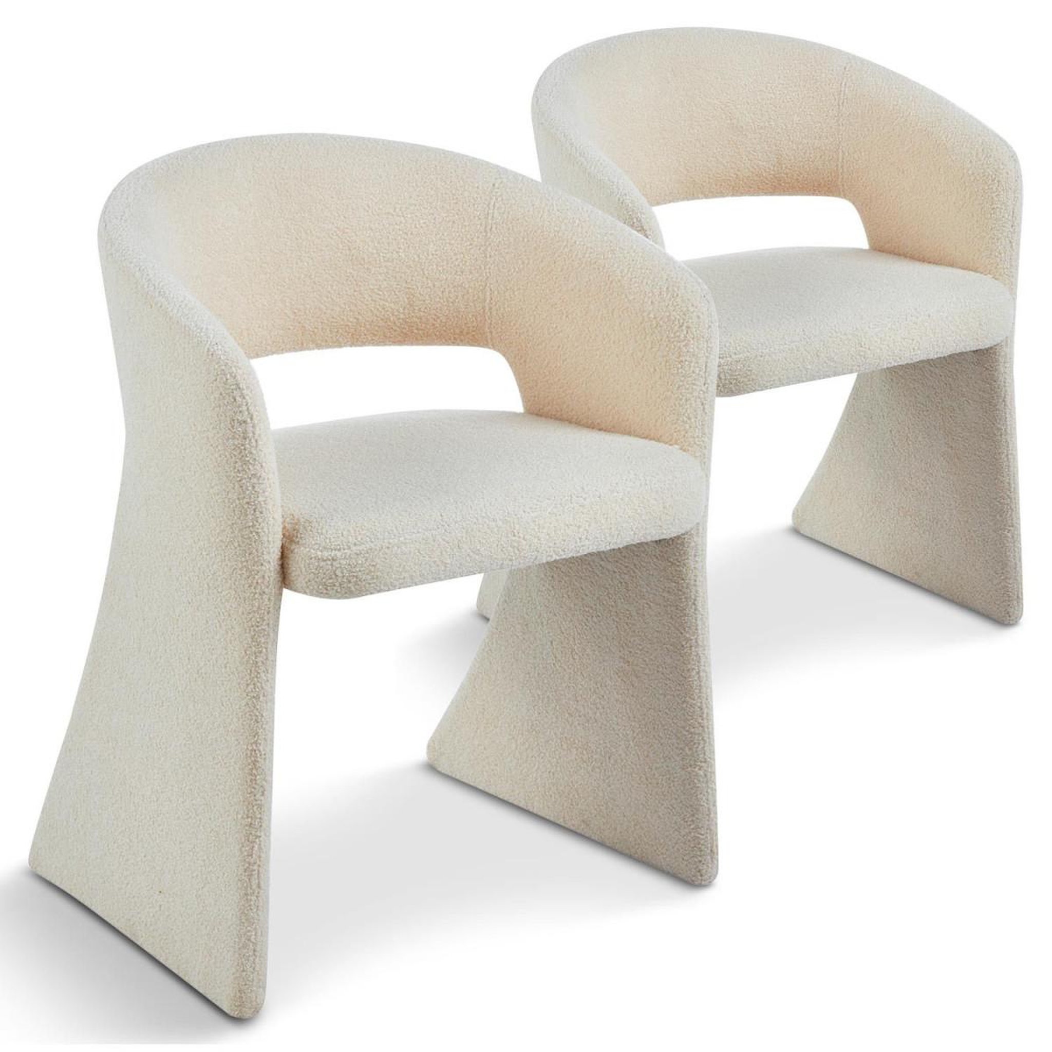 Paris Prix Lot de 2 chaises tissu bouclette  ezra  81cm crème