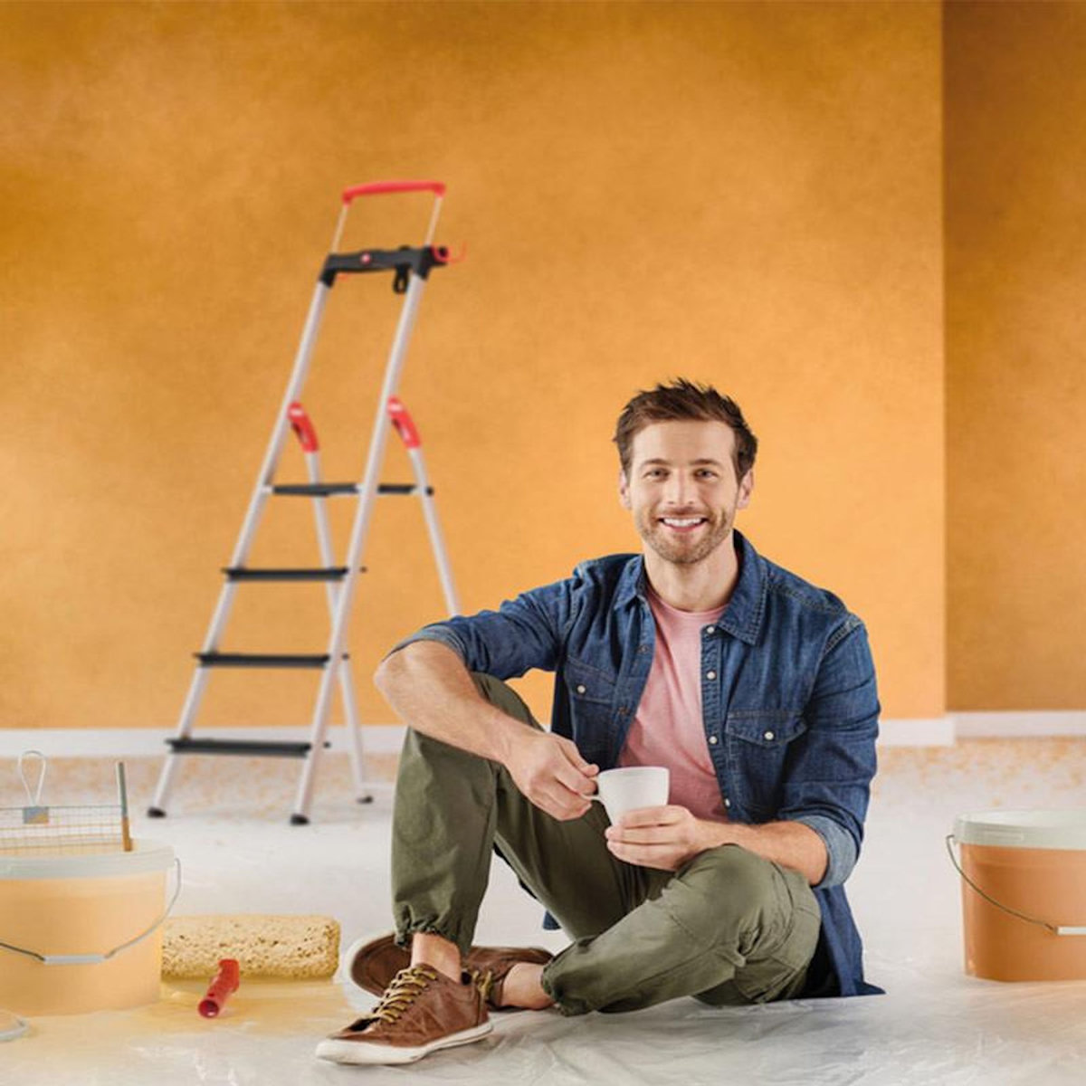 HAILO Escabeau de sécurité pliable en aluminium 4 marches larges Hailo L100