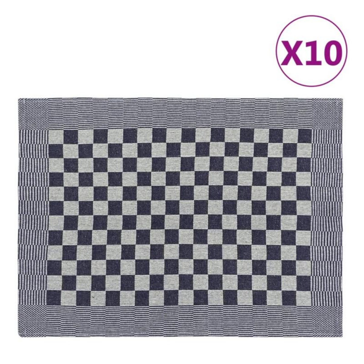 VIDAXL Serviettes de cuisine 10 pcs bleu et blanc 50x70 cm coton