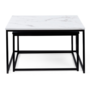 Voir la diapositive 3 : ID MARKET Lot de 2 tables basses gigognes ALASKA carrées 60/70 effet marbre et noir pieds métal