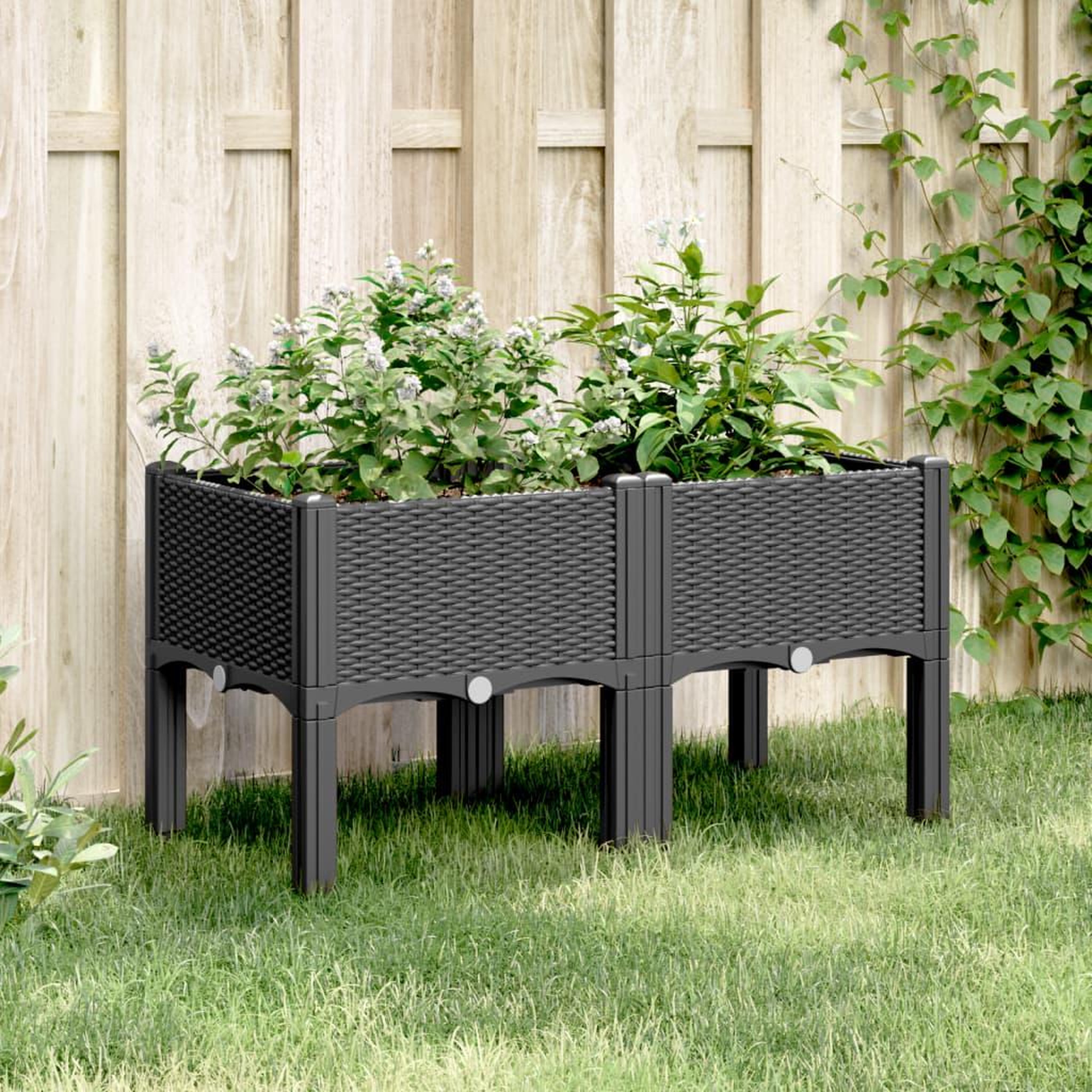 VIDAXL Jardiniere avec pieds noir 80x40x42 cm PP