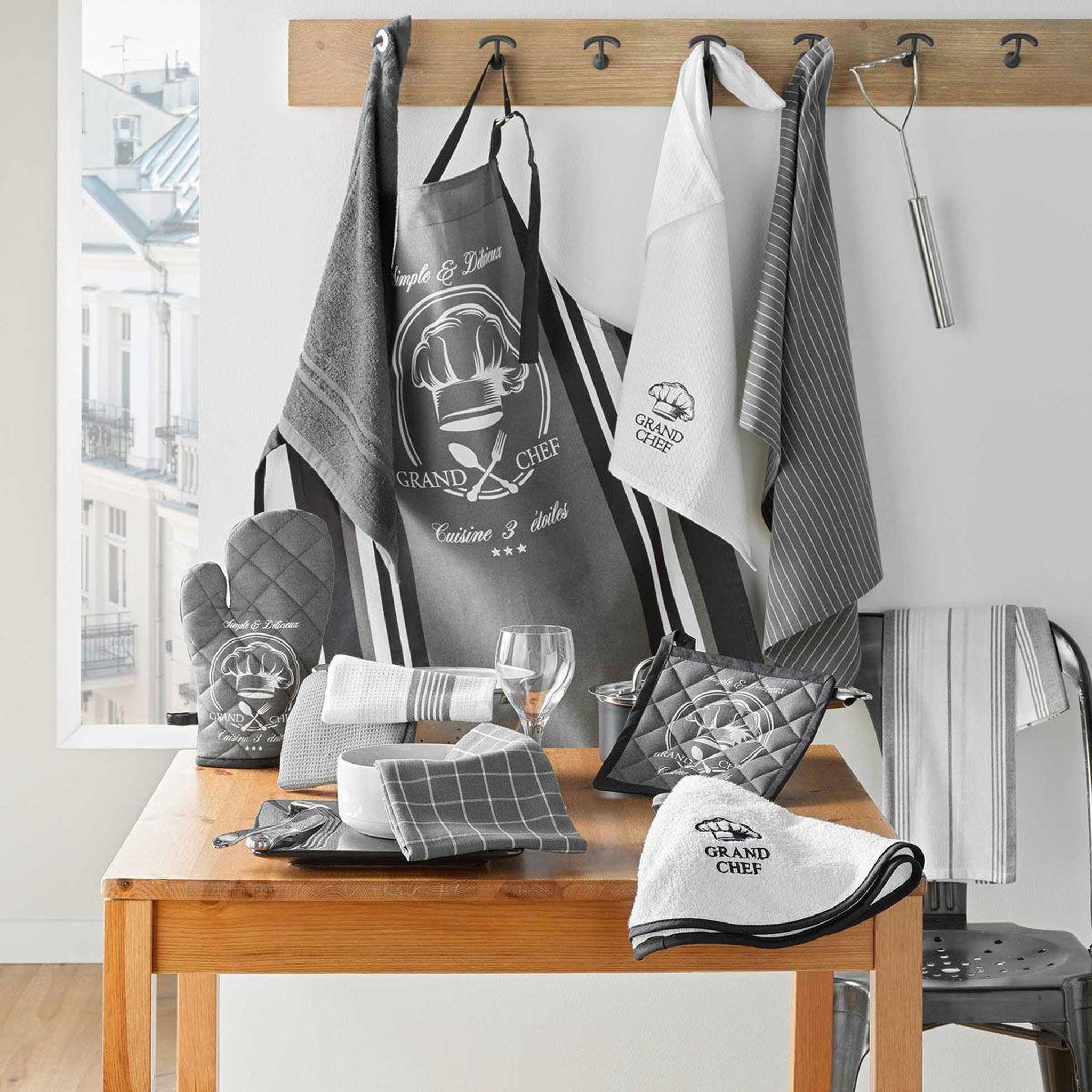 Voir la diapositive 2 : Douceur d'Intérieur Essuie-main en éponge  grand chef  50x50cm gris