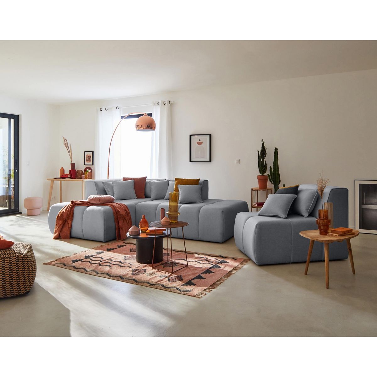 LISA DESIGN Caracas - module d'assise méridienne gauche - en tissu