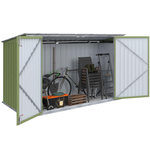 ID MARKET Abri de jardin en métal vert olive verrouillable multi-rangement pour stockage vélos, outils, poubelles