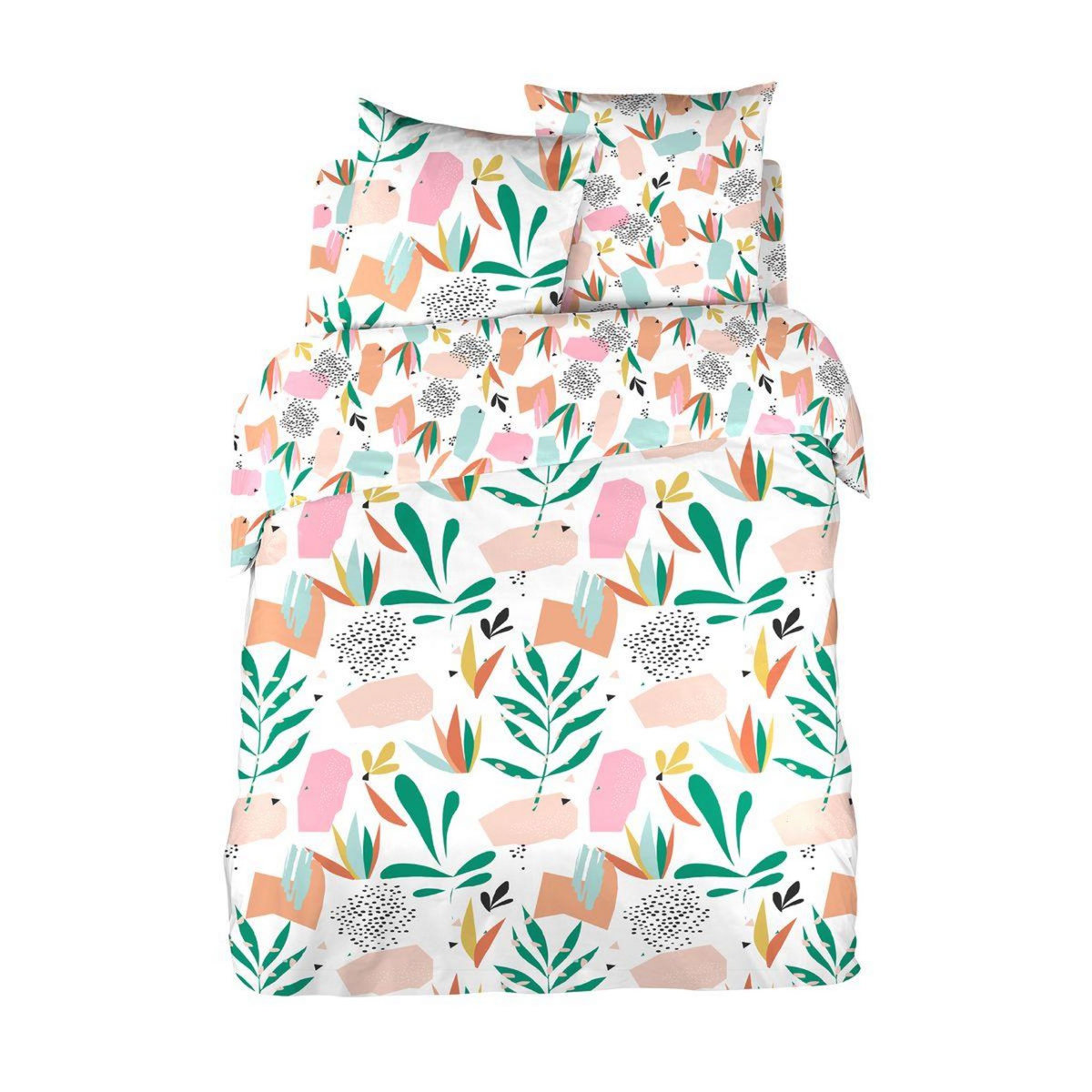 COTE DECO Parure housse de couette fantaisie en polycoton 51 fils PAPER