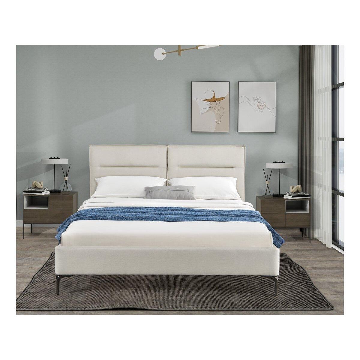 Habitat et Jardin Lit double en tissu design  Moritz  - 180 x 200 cm - Beige