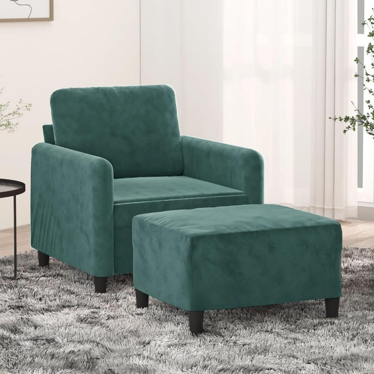 VIDAXL Fauteuil avec repose-pied Vert fonce 60 cm Velours