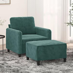 VIDAXL Fauteuil avec repose-pied Vert fonce 60 cm Velours