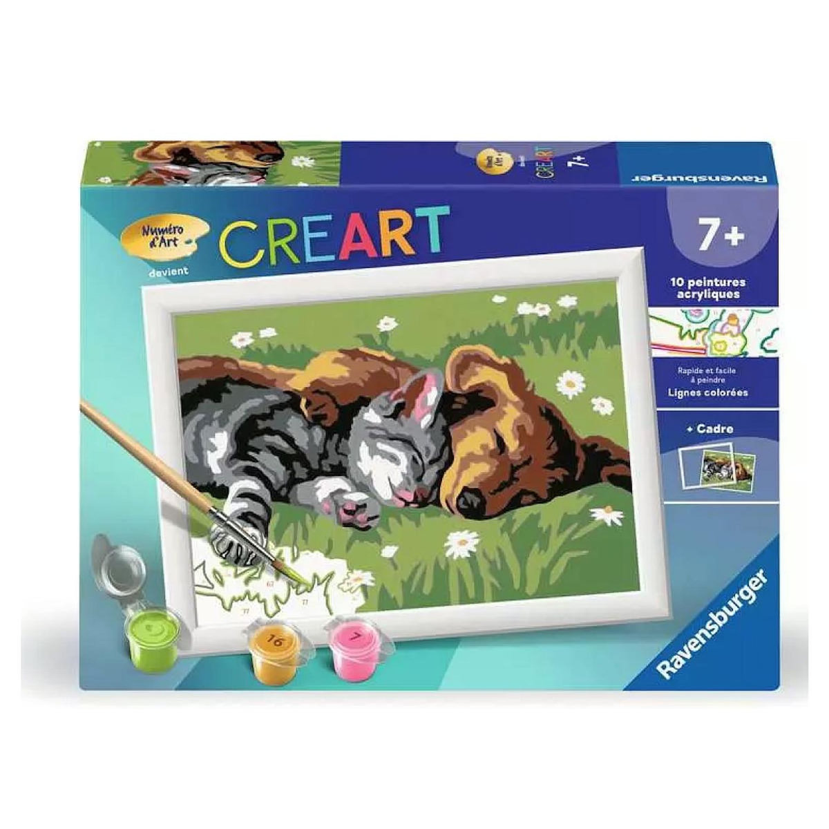 RAVENSBURGER Peinture par numero enfant des 7 ans - CreArt Kids - 13x18cm - Duo chat et chien