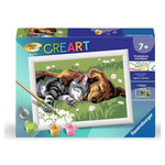 RAVENSBURGER Peinture par numero enfant des 7 ans - CreArt Kids - 13x18cm - Duo chat et chien
