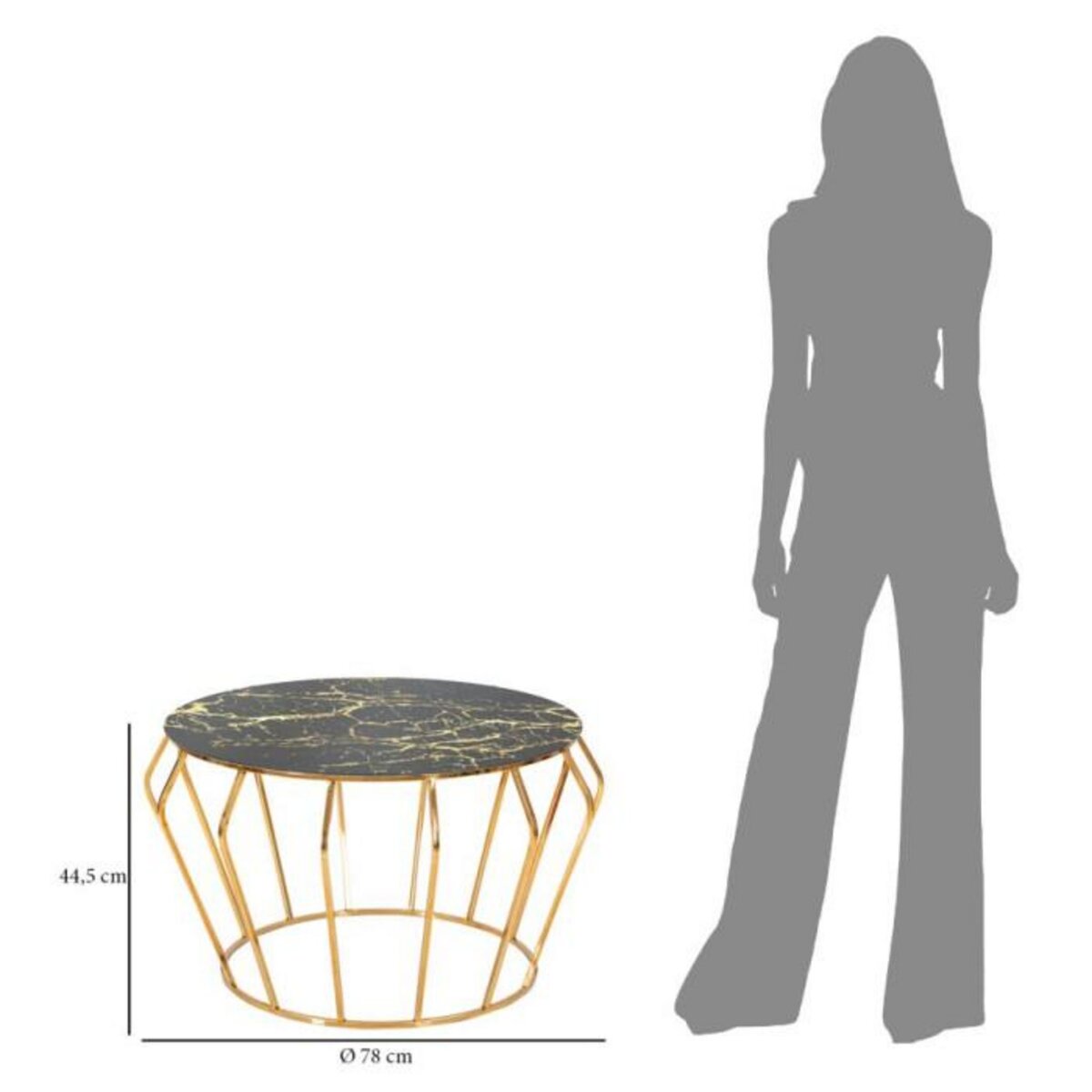 Paris Prix Table Basse Effet Marbre  History  78cm Noir & Or