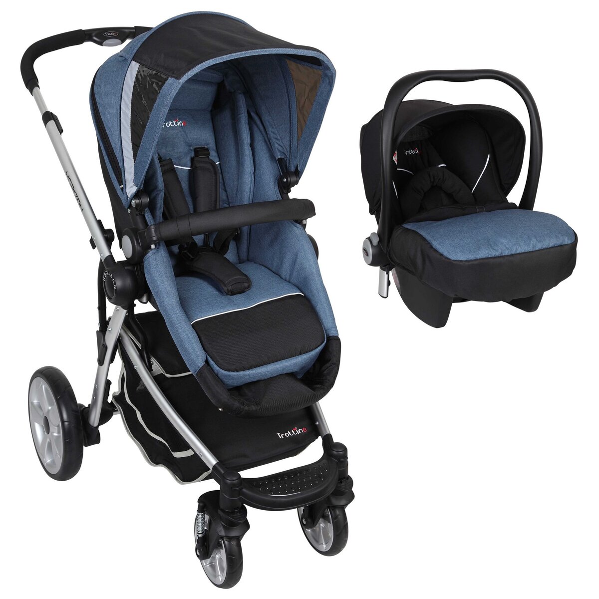 TROTTINE Poussette combin e 3 en 1 TS horizon bleu jean pas cher