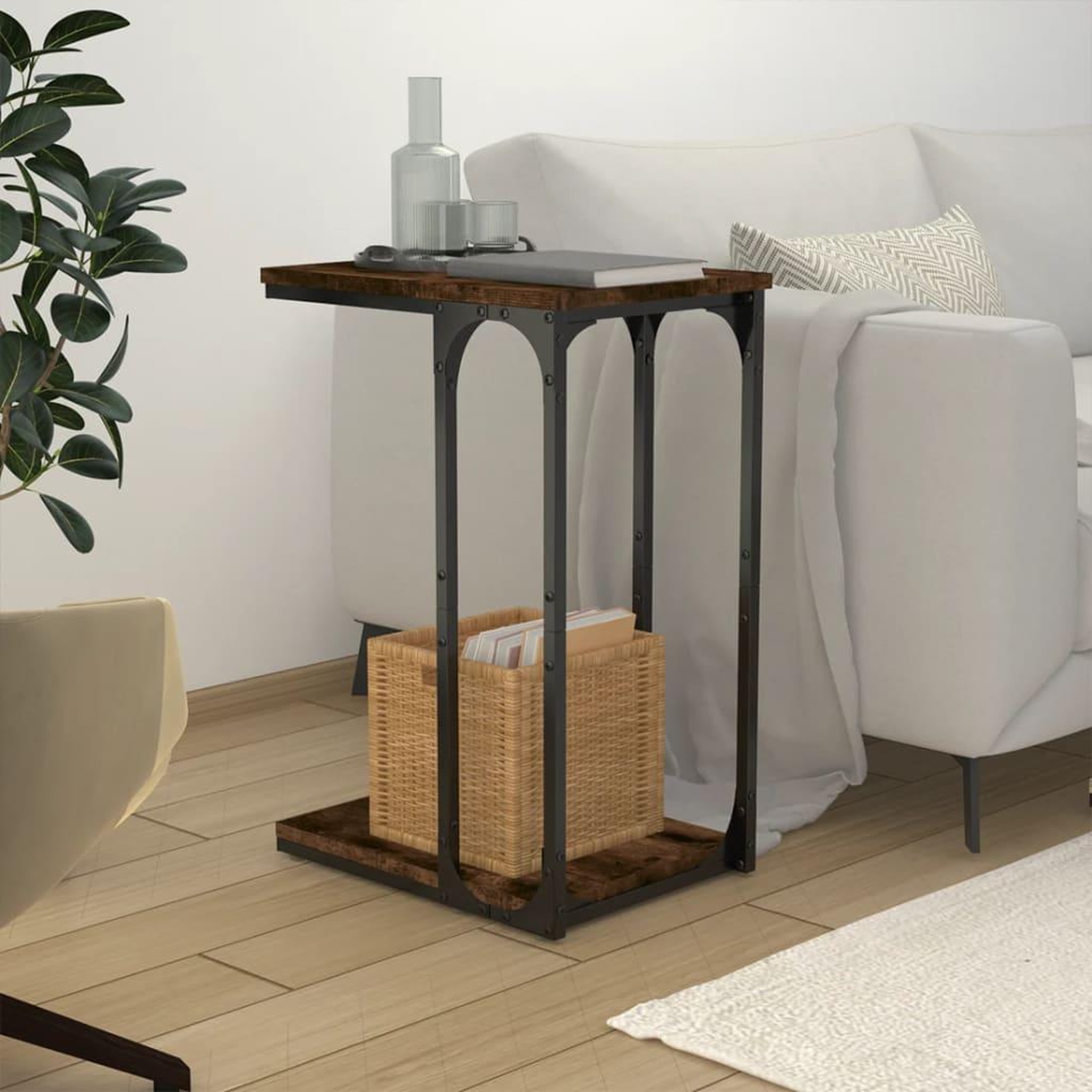 Voir la diapositive 1 : VIDAXL Table d'appoint Chene fume 40x30x60 cm Bois d'ingenierie