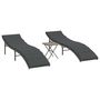 Voir la diapositive 2 : VIDAXL Chaises longues lot de 2 avec table gris resine tressee