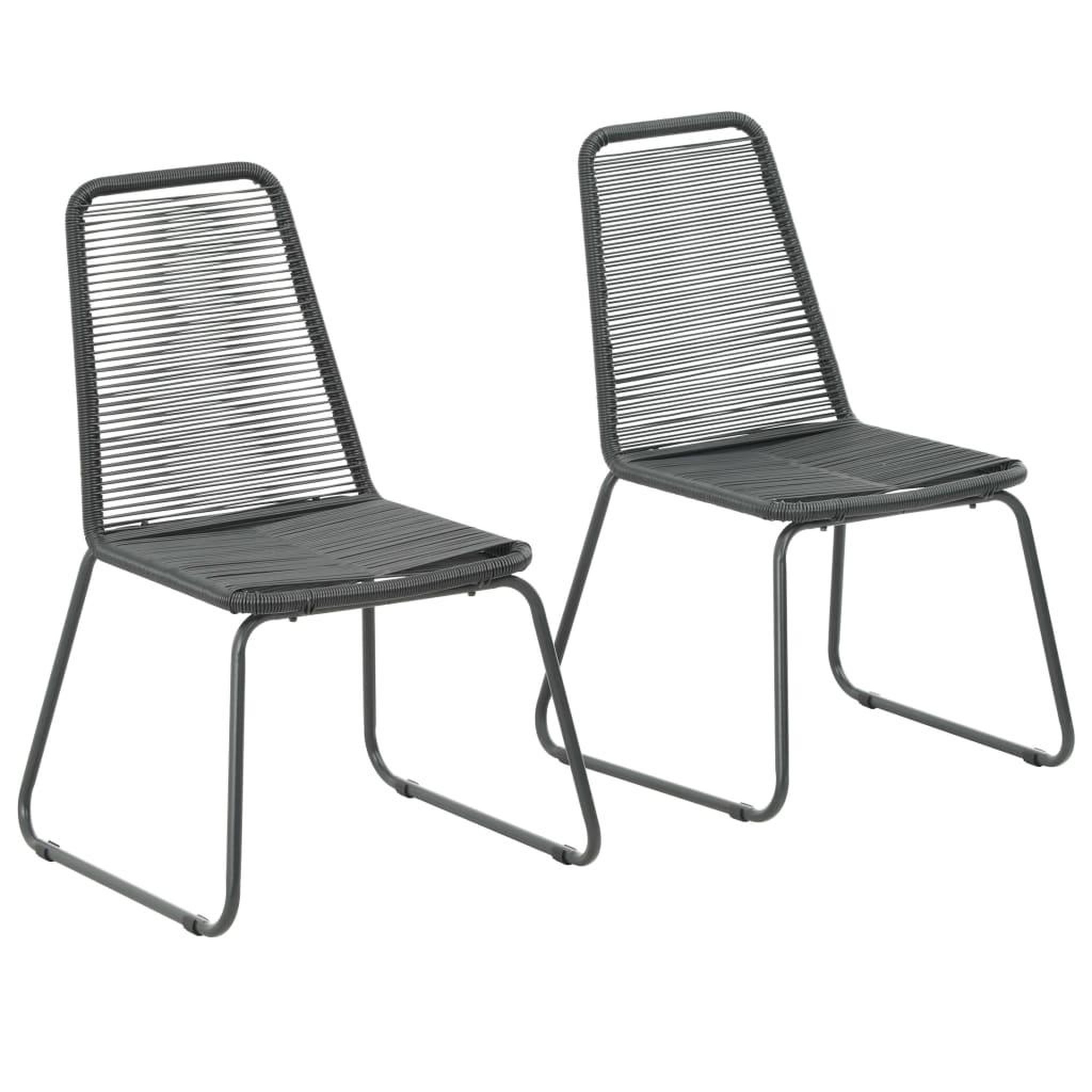 Voir la diapositive 1 : VIDAXL Chaises d'exterieur lot de 2 Resine tressee Noir