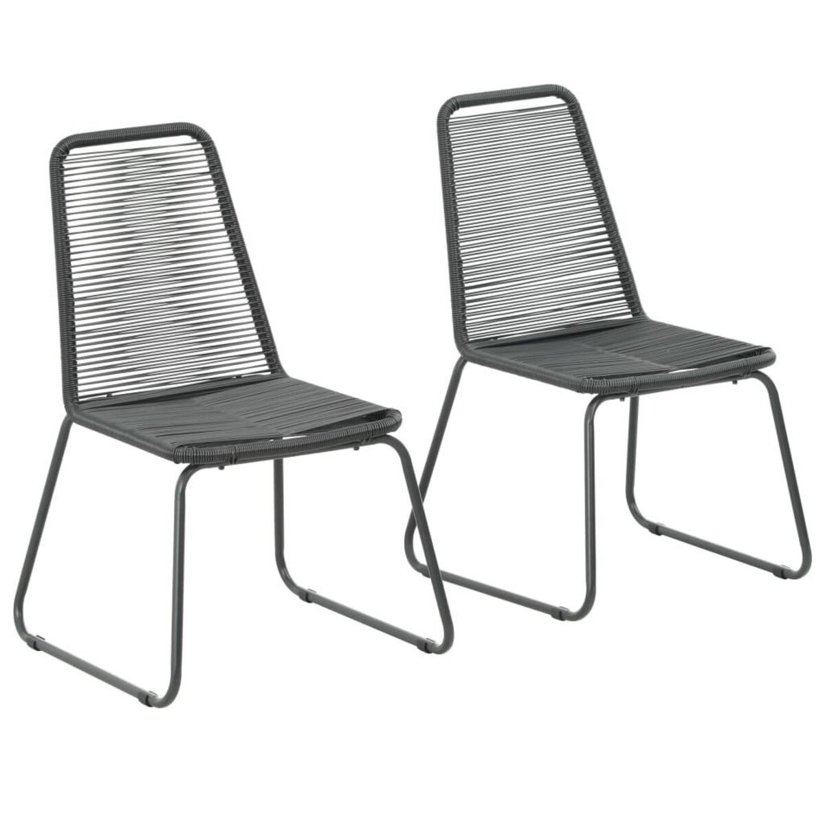 VIDAXL Chaises d'exterieur lot de 2 Resine tressee Noir