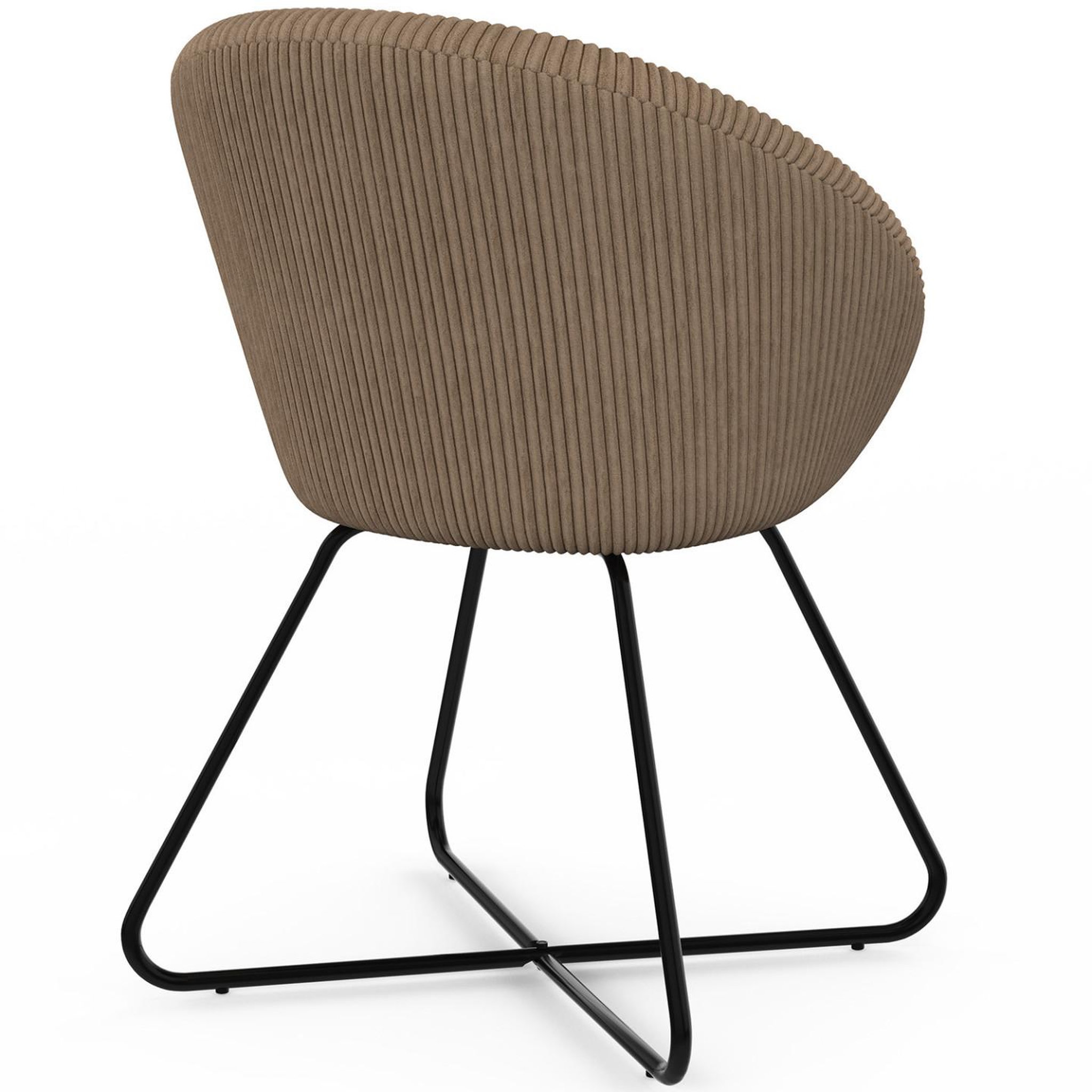 Voir la diapositive 4 : ID MARKET Fauteuil forme oeuf angelina en velours côtelé taupe pieds croisés noirs