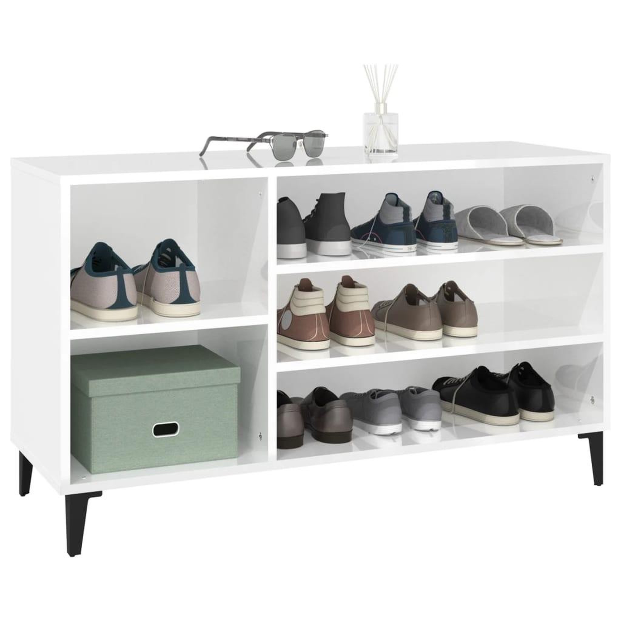 Voir la diapositive 4 : VIDAXL Armoire a chaussure Blanc brillant 102x36x60 cm Bois ingenierie
