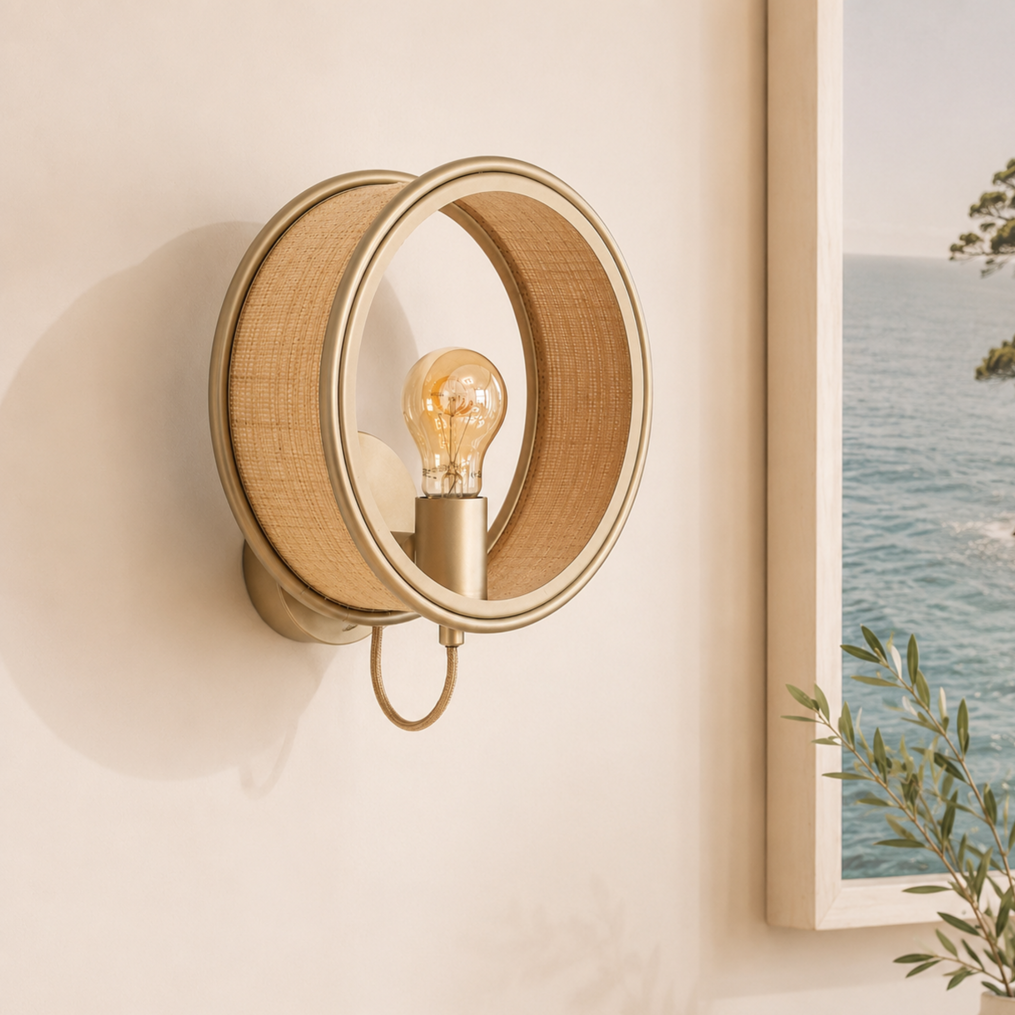 Voir la diapositive 2 : MAISON PAVANE Applique murale en fibre naturelle-bob