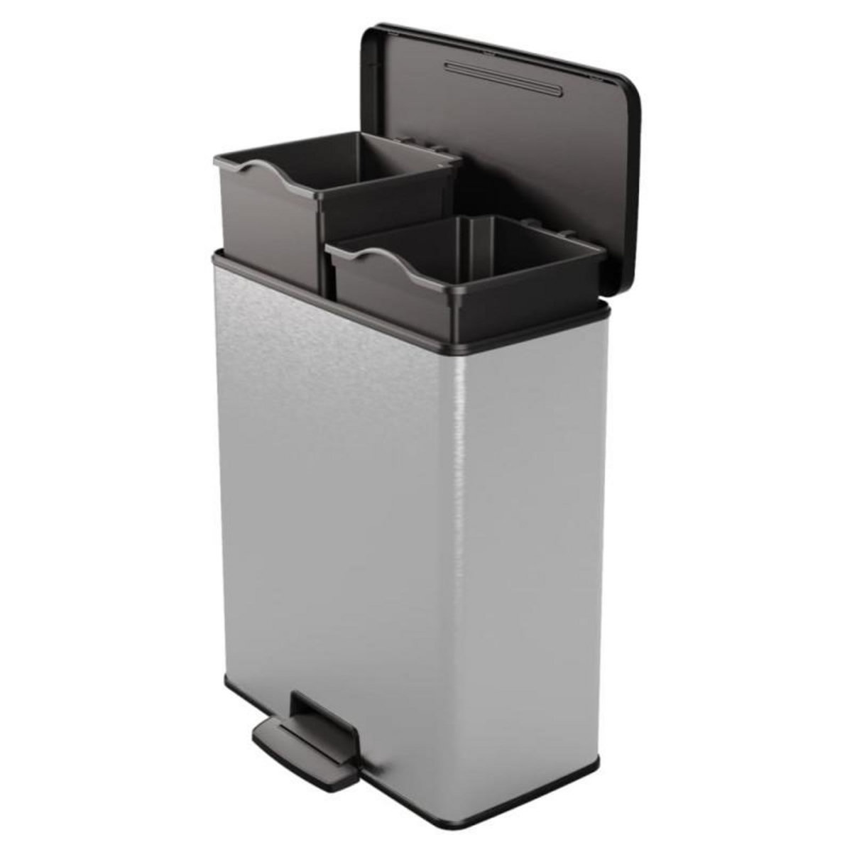 CURVER Curver Poubelle double à pédale Deco 26L+26L Argenté