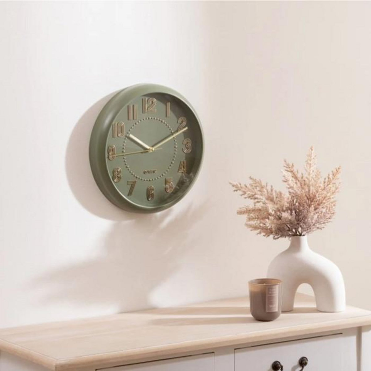 ATMOSPHERA Horloge Murale Design  Alizée  30cm Vert Olive