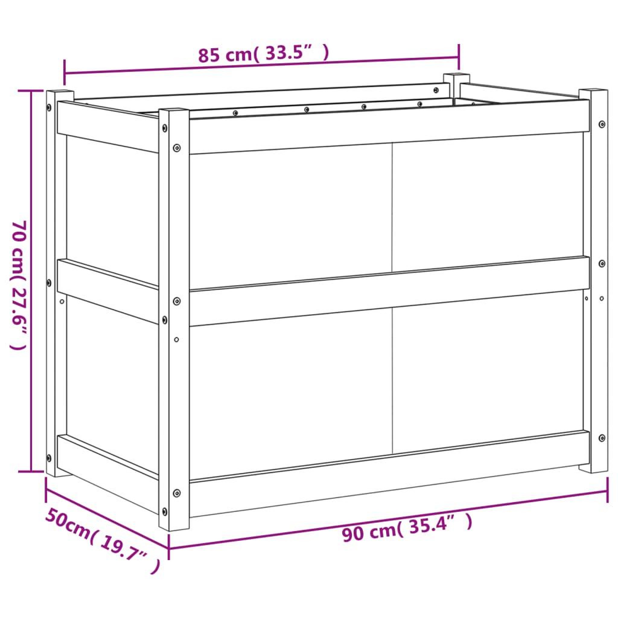 Voir la diapositive 6 : VIDAXL Jardiniere 90x50x70 cm bois de pin impregne