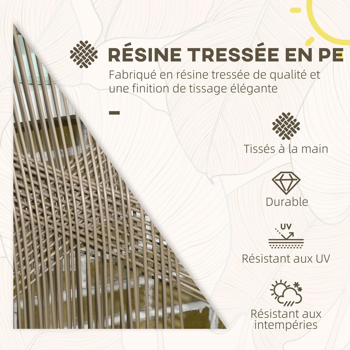 OUTSUNNY Ensemble bistro de jardin 2 places 3 pièces style contemporain acier époxy noir résine filaire gris clair