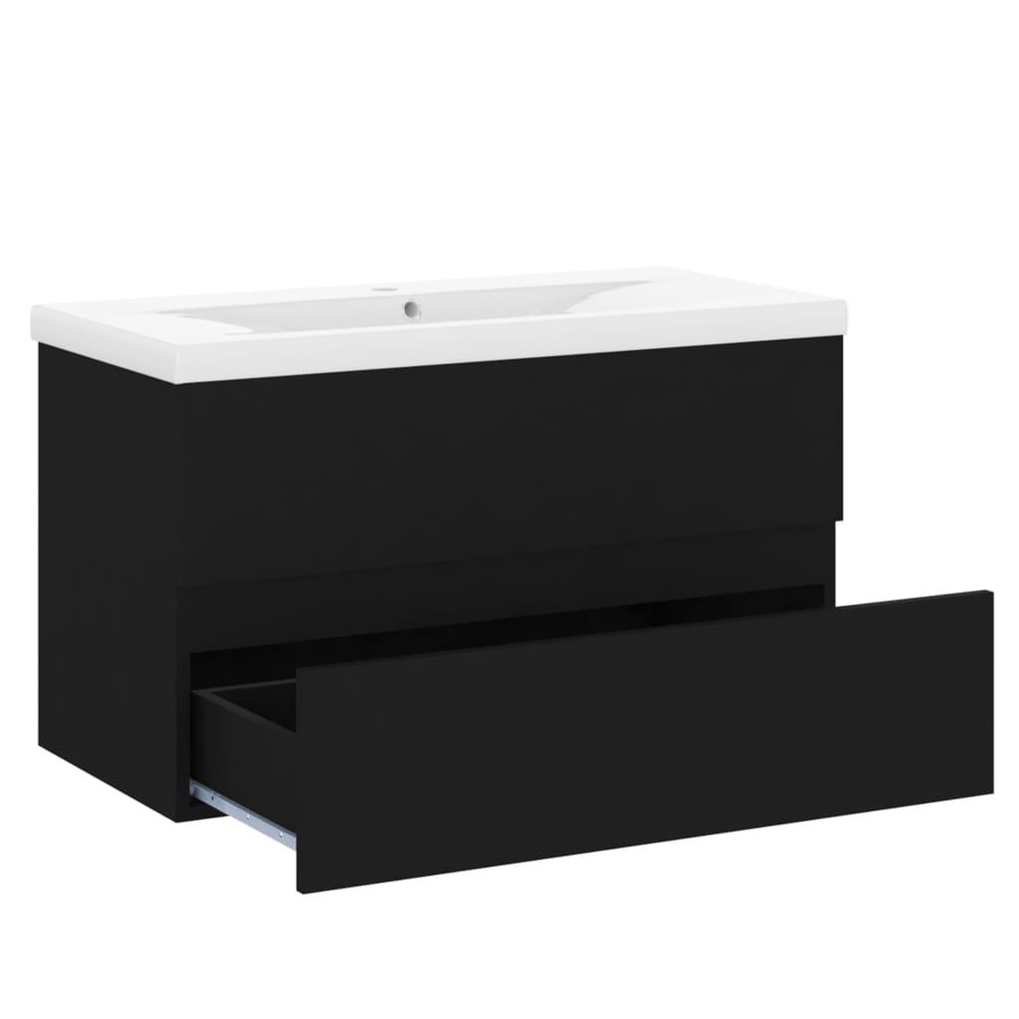 Voir la diapositive 4 : VIDAXL Armoire d'evier avec lavabo integre Noir Agglomere