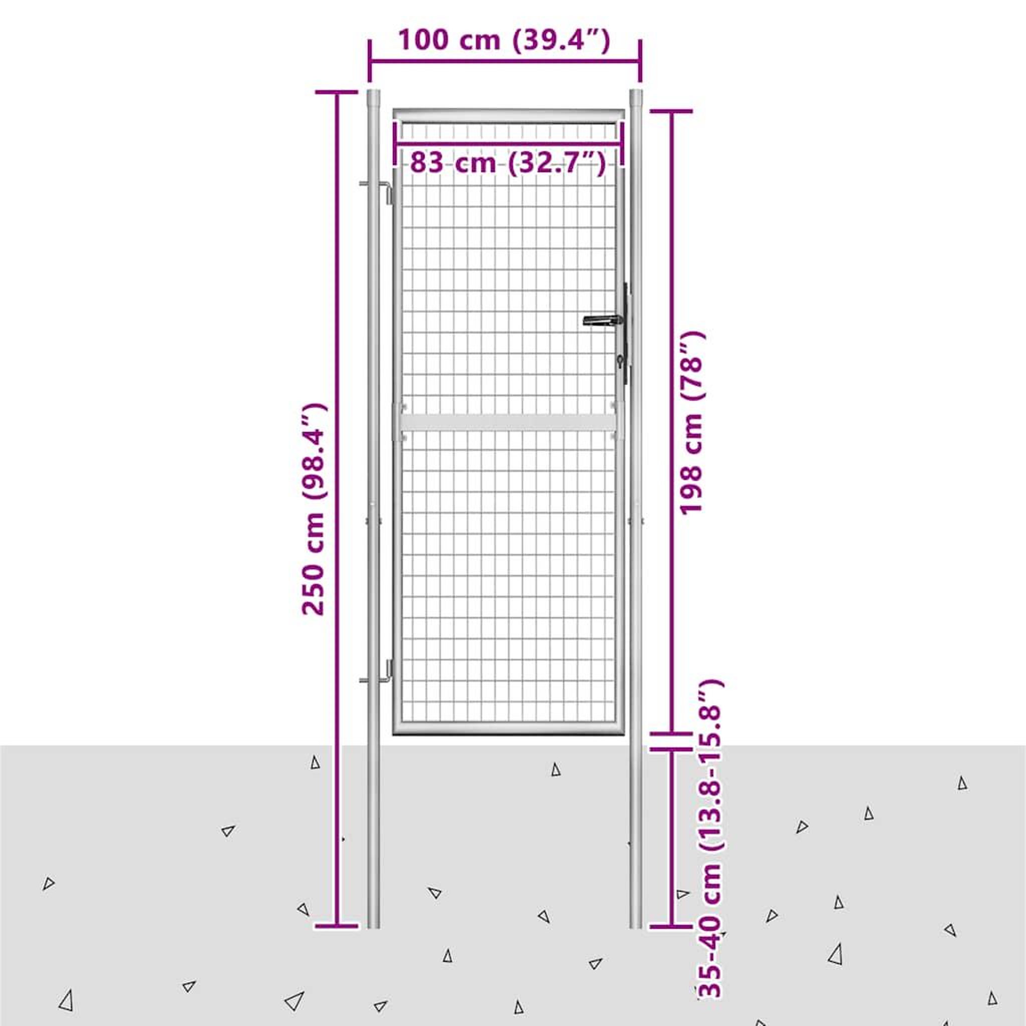 Voir la diapositive 6 : VIDAXL Portail de jardin en acier galvanise 105x200 cm argente