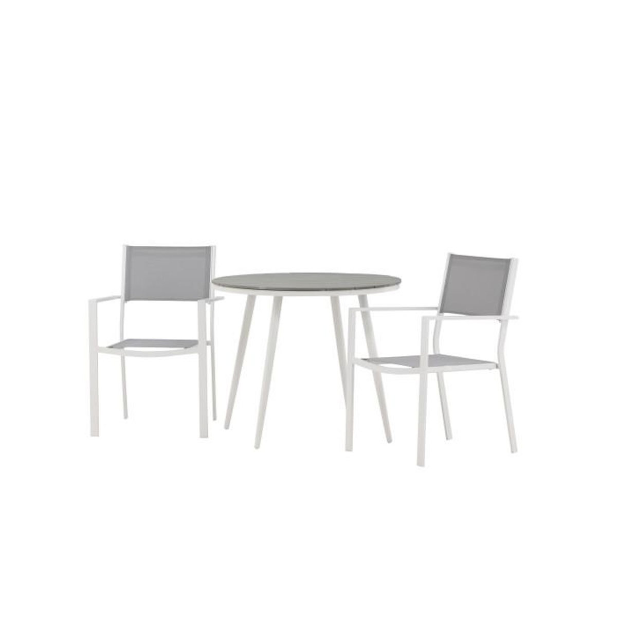 Paris Prix Ensemble Table de Jardin & 2 Chaises  Break & Copacabana  90cm Gris