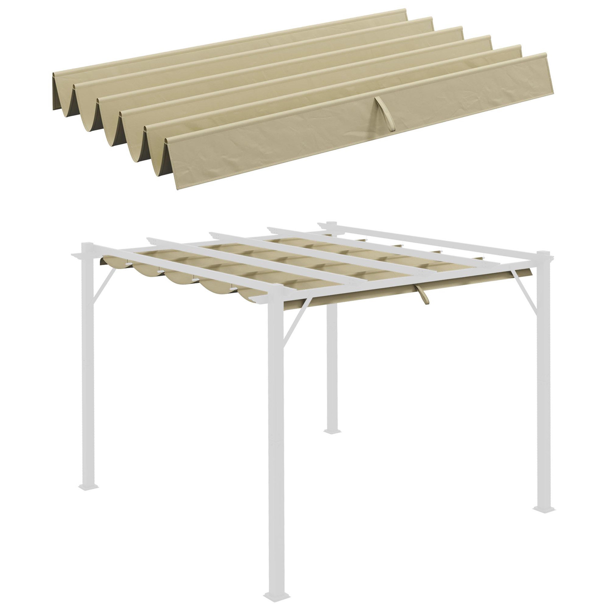 OUTSUNNY Toile de rechange pour pergola rétractable 3 x 3 m polyester haute densité 180 g/m² imperméabilisé beige