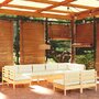VIDAXL Salon de jardin 10 pcs avec coussins creme Bois de pin massif
