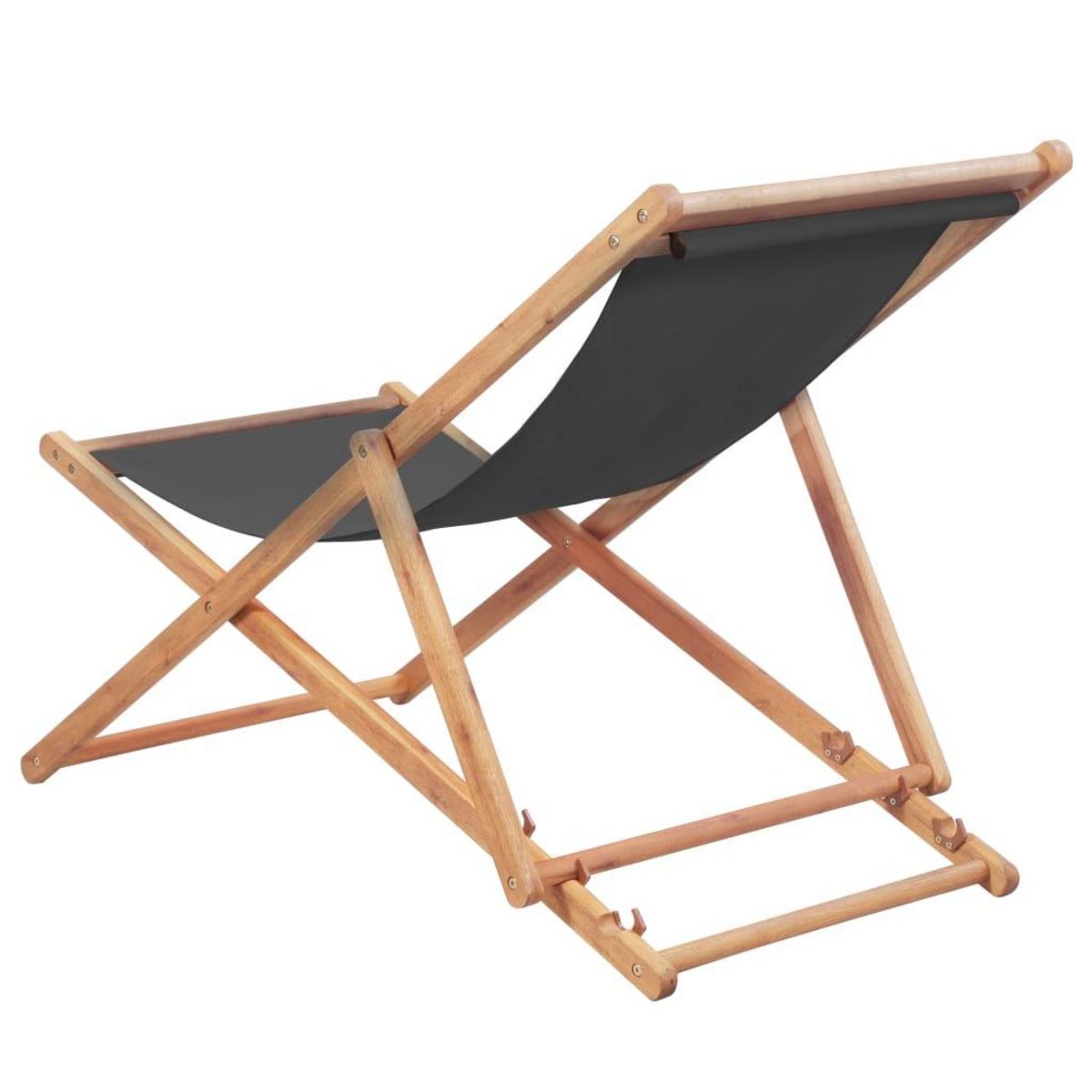VIDAXL Chaise pliable de plage Tissu et cadre en bois Gris