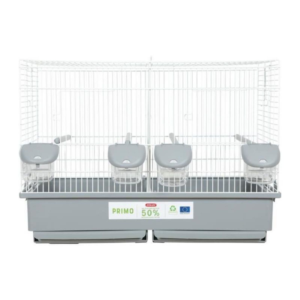 Zolux Cage d'élevage oiseaux - Zolux - Primo Cati - Pour canari mandarin - 57 x p34.5 x 41 cm - Blanc et gris