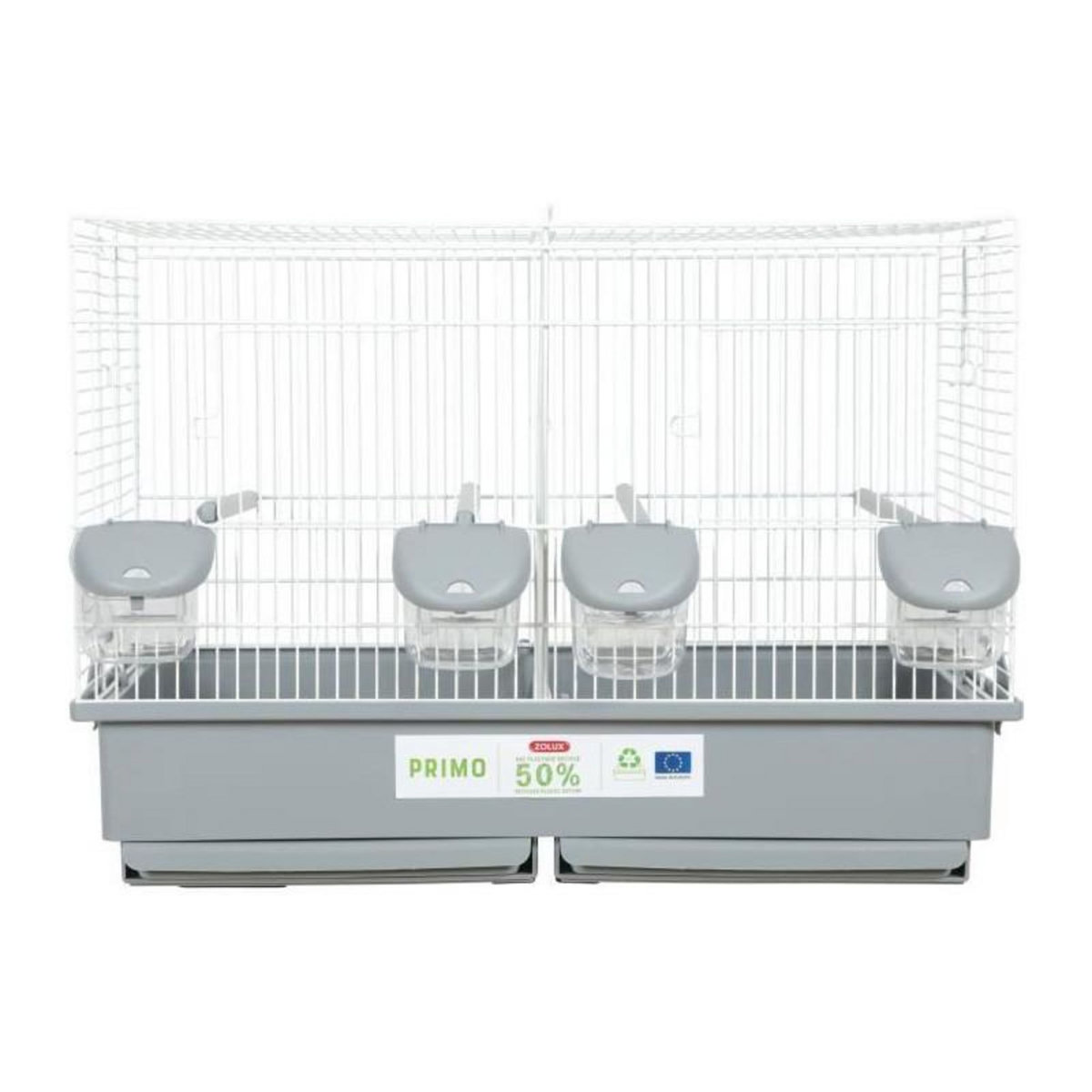 Zolux Cage d'élevage oiseaux - Zolux - Primo Cati - Pour canari mandarin - 57 x p34.5 x 41 cm - Blanc et gris