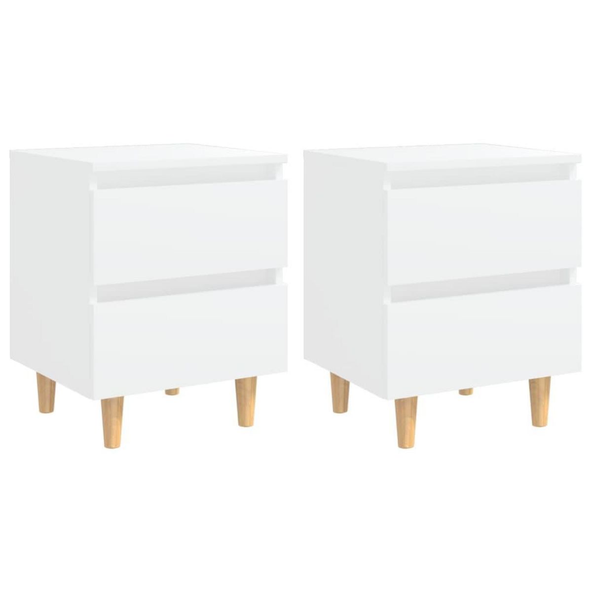 VIDAXL Tables de chevet avec pieds en pin 2 pcs Blanc 40x35x50 cm