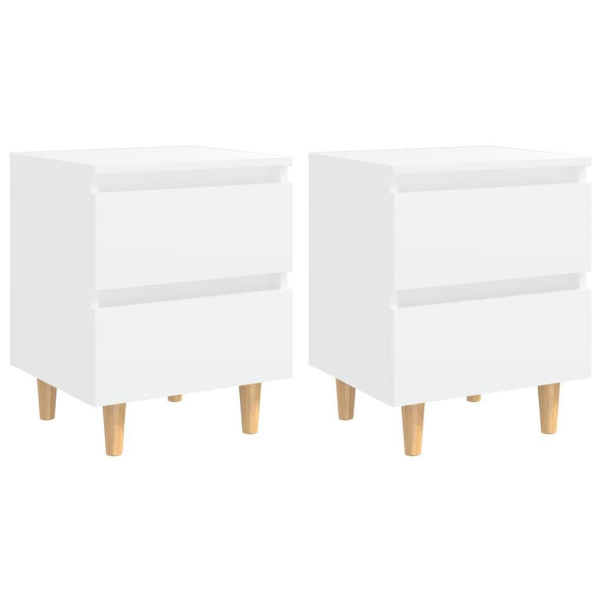 VIDAXL Tables de chevet avec pieds en pin 2 pcs Blanc 40x35x50 cm