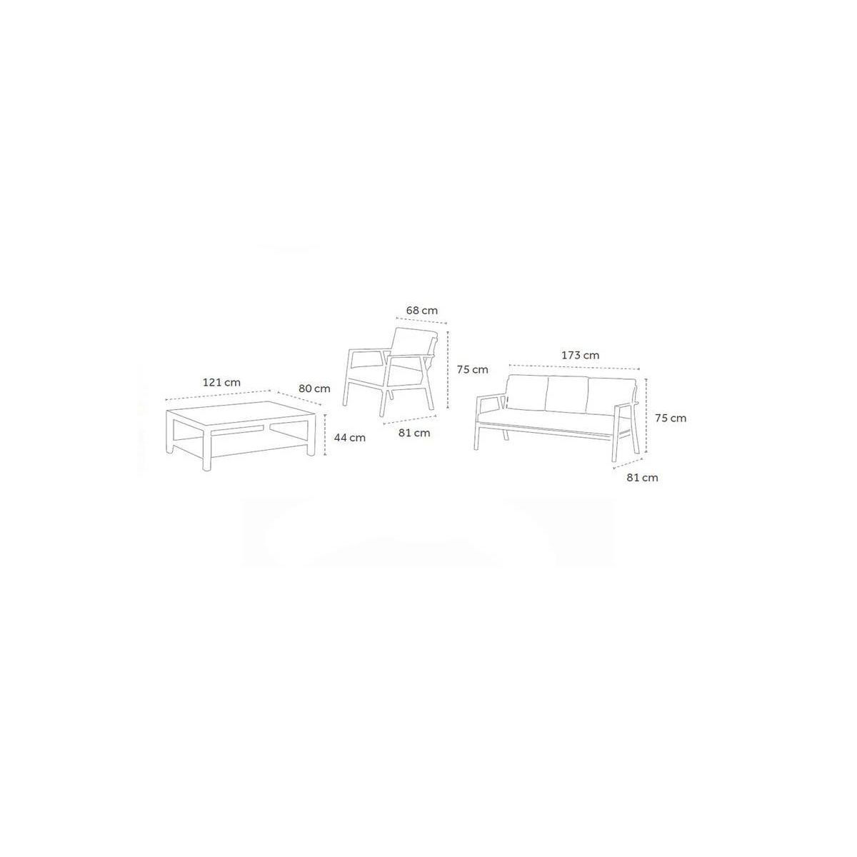 JARDIDECO Salon de jardin Catalina structure aluminium - 5 places - Jardideco