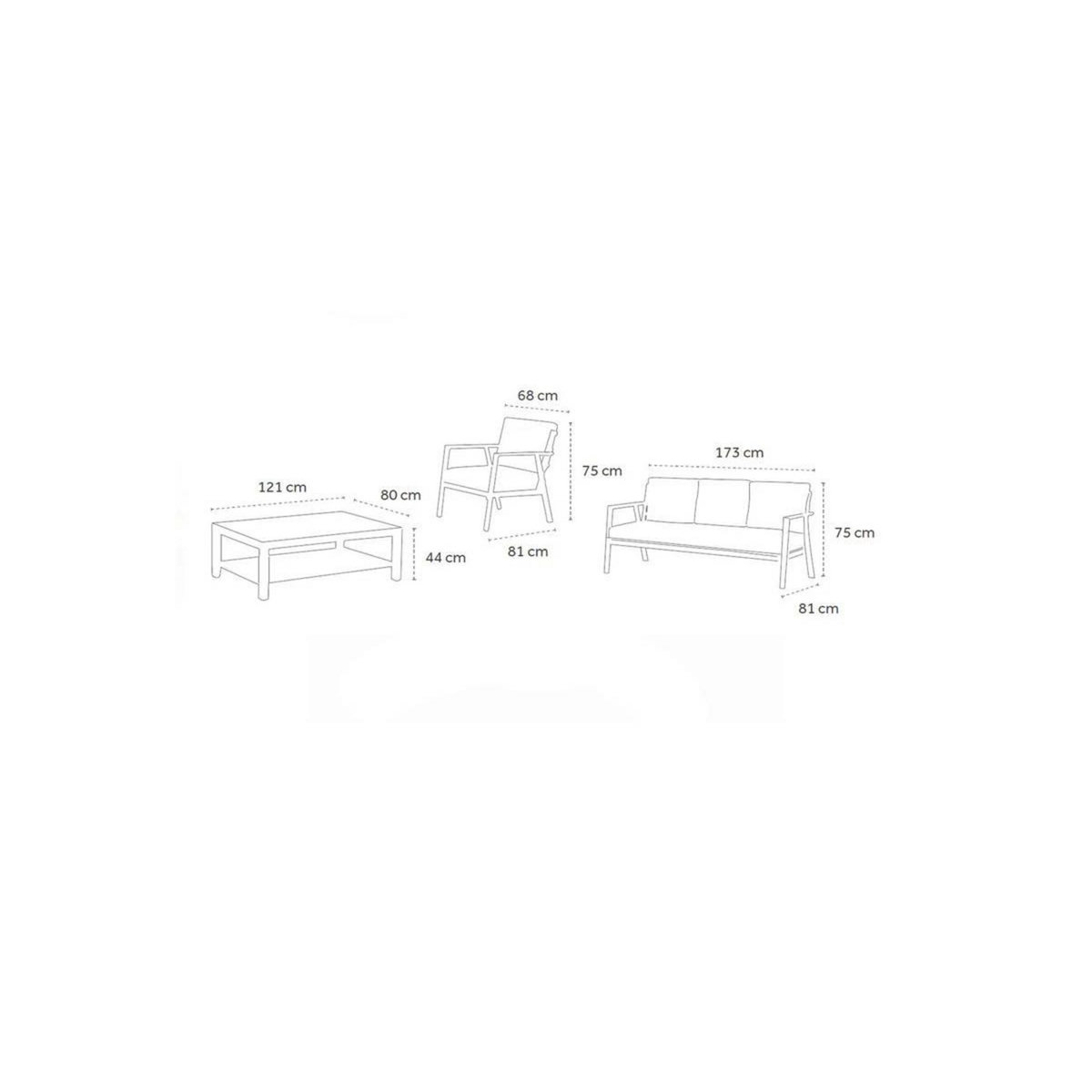 JARDIDECO Salon de jardin Catalina structure aluminium - 5 places - Jardideco