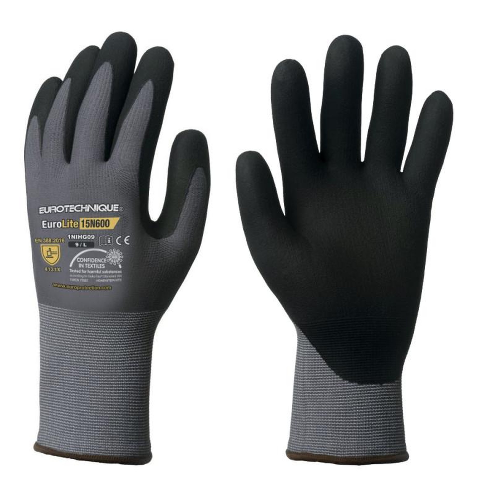 Coverguard Gant tricoté EUROLITE 15N600 enduit nitrile gris noir T8 COVERGUARD 1NIHG08