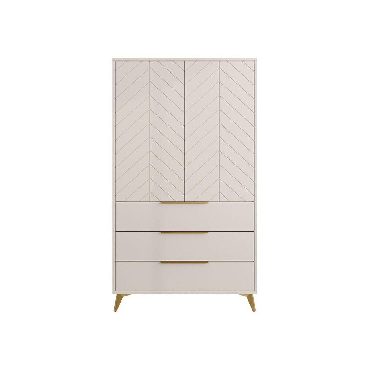 BEST MOBILIER Boccioni - buffet haut - beige - 3 tiroirs et 2 portes - 104x180 cm